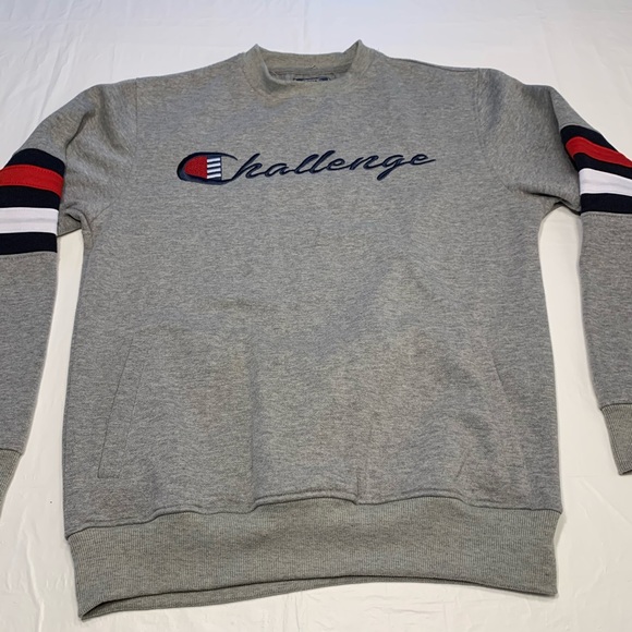 Bleecker and Mercer Challenge Logo Gray Crewneck Sweatshirt Men’s Medium - Picture 3 of 9